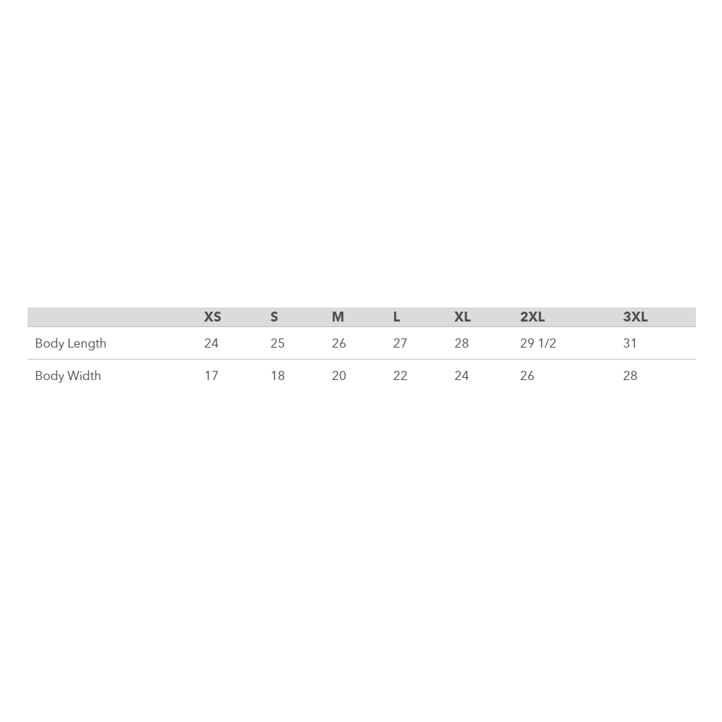 Bayside 5040 size chart